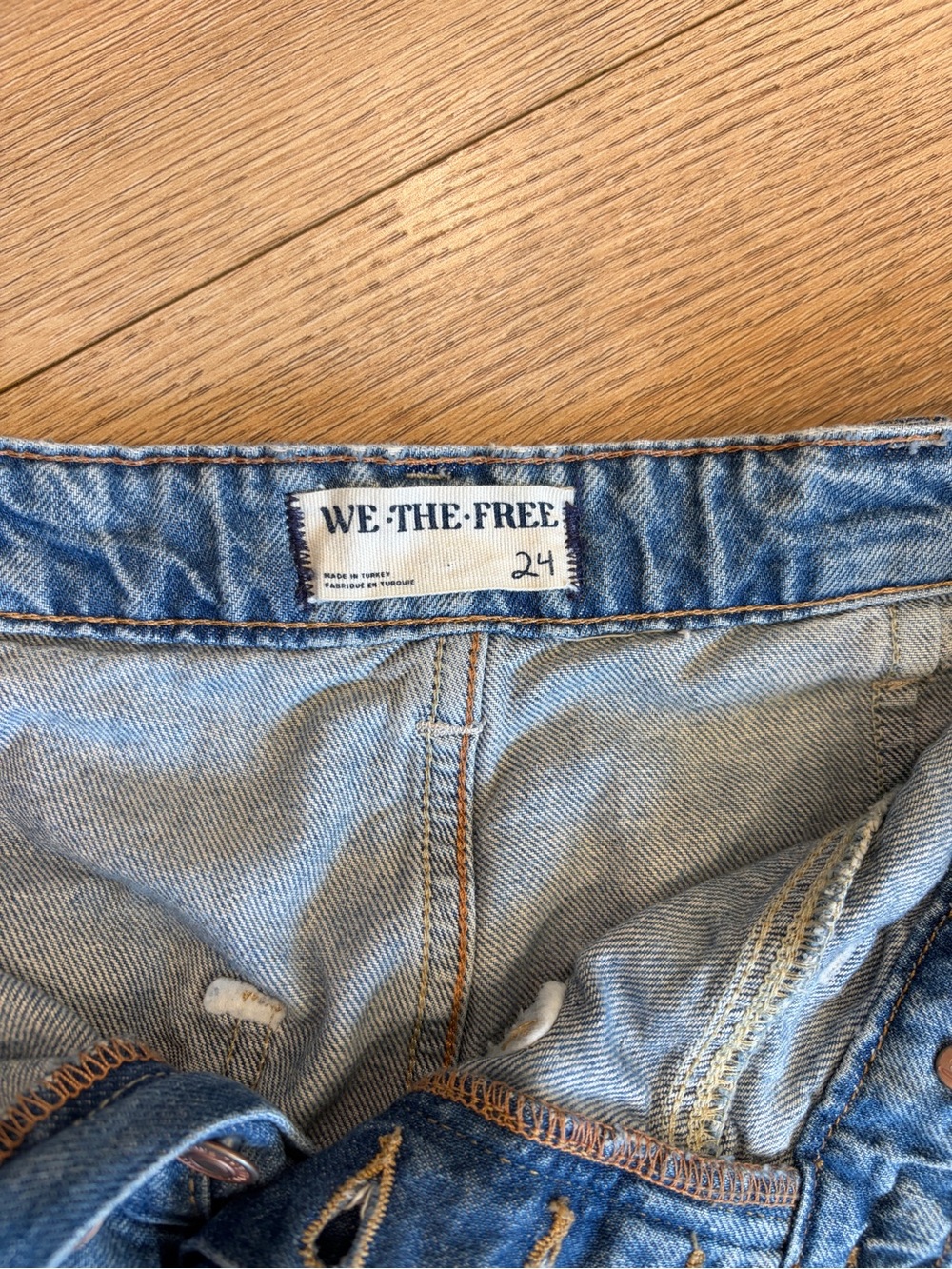 Free People We The Free Wide Leg Button Fly Jeans Size 24 Boho Denim - Picture 8 of 8